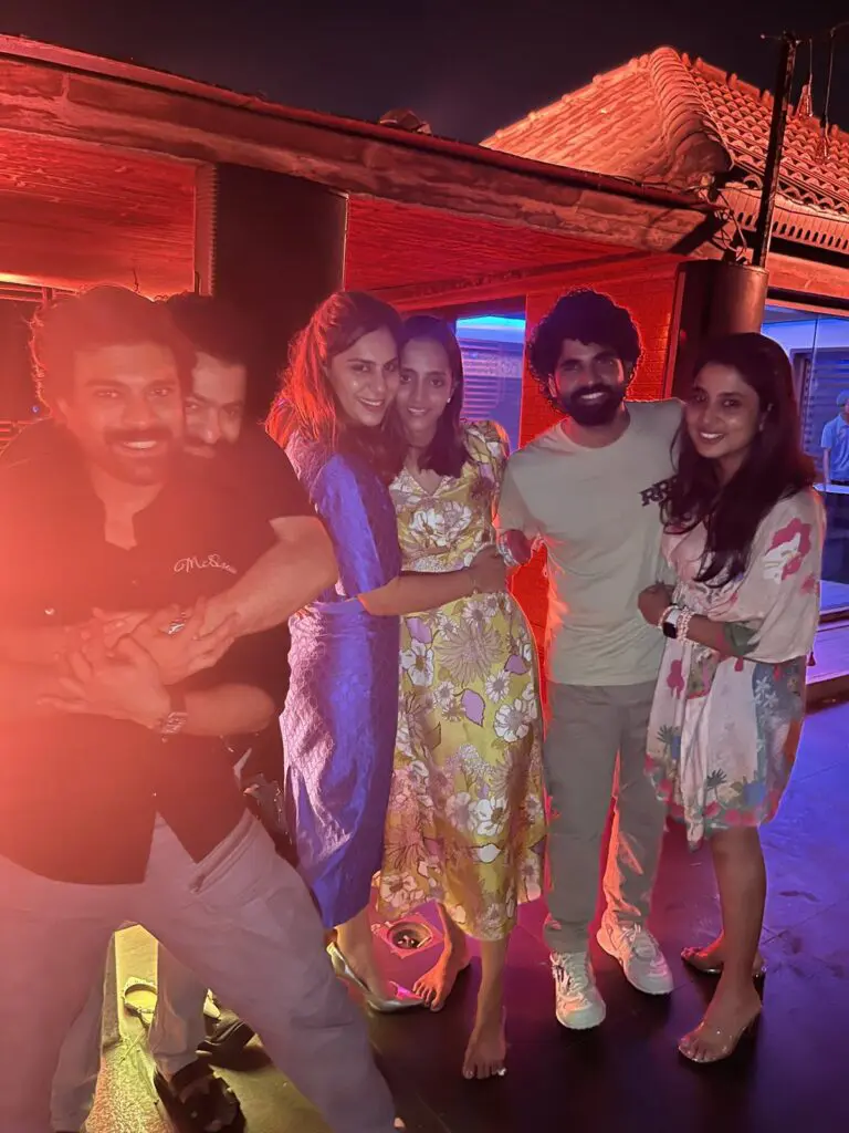 RRR Stars Dosthi; Tarak Hosts Ram Charan’s Birthday Party