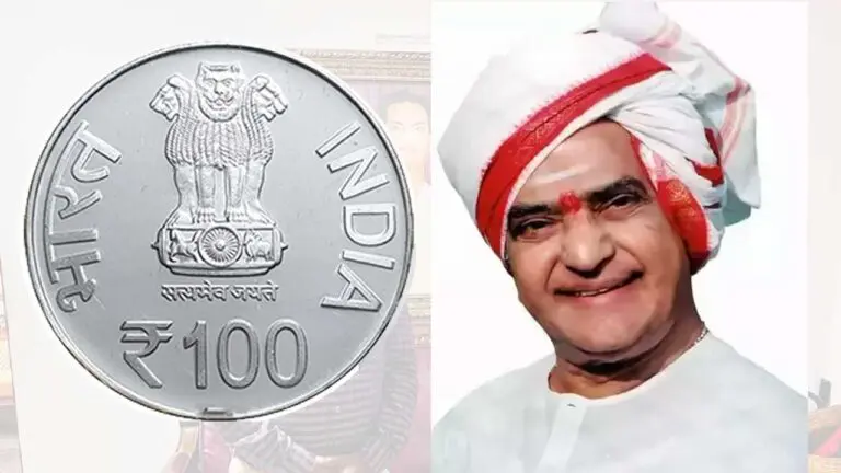Balakrishna and NTR gracing the SR NTR’s 100 rupees coin launch
