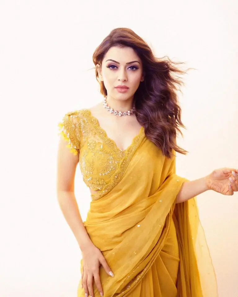 Hansika Motwani’s Captivating Photoshoot in a Yellow Saree