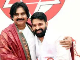 Jani Master (right) with Pawan Kalyan.