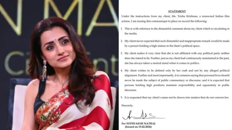 Trisha Hits Back Hard: Legal Statement Slams Political Leader