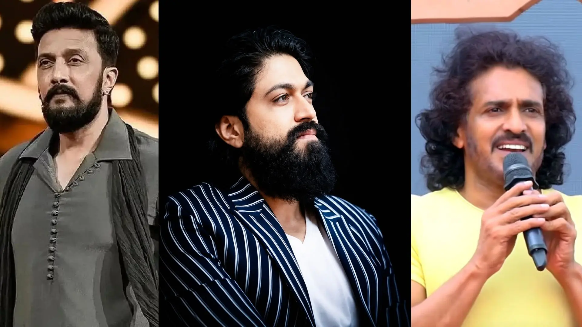 Kicha Sudeepa, Yash & Upendra (left to right) Kicha Sudeepa, Yash & Upendra (left to right)