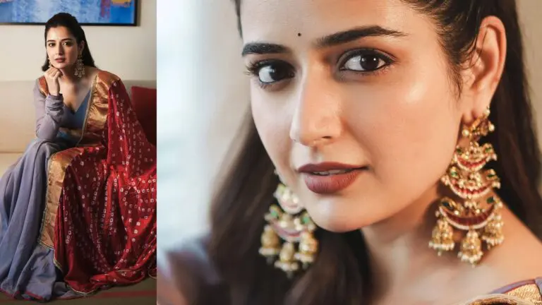 Ashika Ranganath Stuns In A Regal Red-And-Gold Saree [HD Pics]