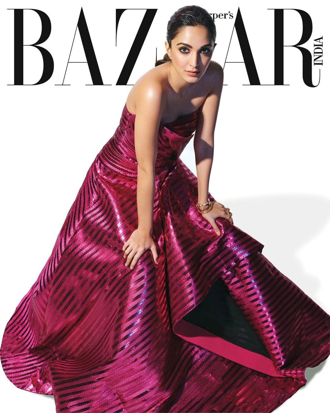 Kiara Advani In Red Gown For Bazaar Magazine