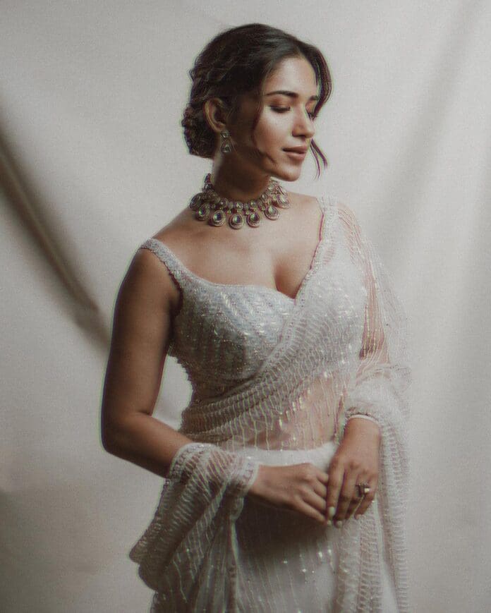 Ruhani Sharma's Ever-Gorgeous Vision in a White Saree