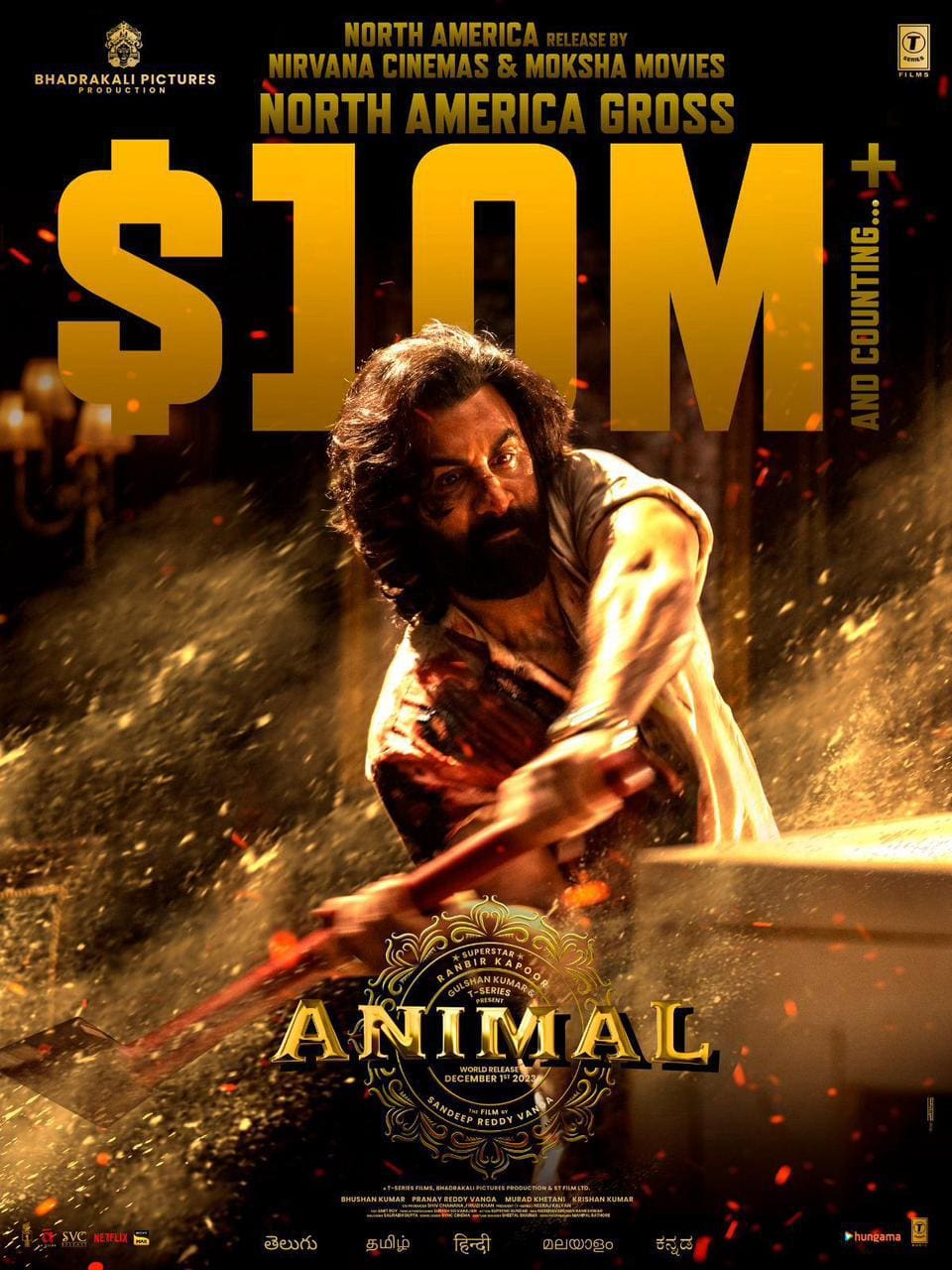 Animal is the first A-rated Indian film to enter the 10 Million club in ...