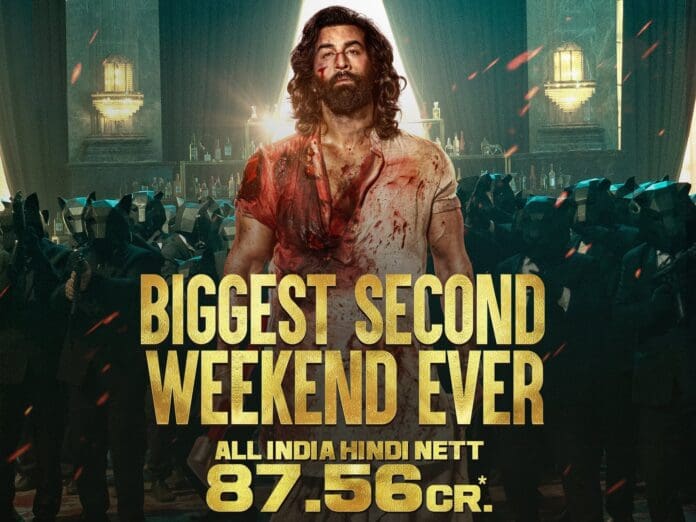 Animal makers claim fake all-time record. Their social media post mentioned that the film had collected 87.5Cr net, but they claimed it was the biggest second weekend ever, which is invalid. There is no need to do this for them as the movie is already a huge blockbuster, and they don't have to add any fake milestones.
