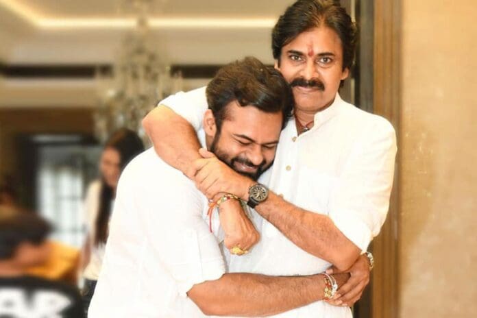 Sai Dharam Tej & Pawan Kalyan (left to right)