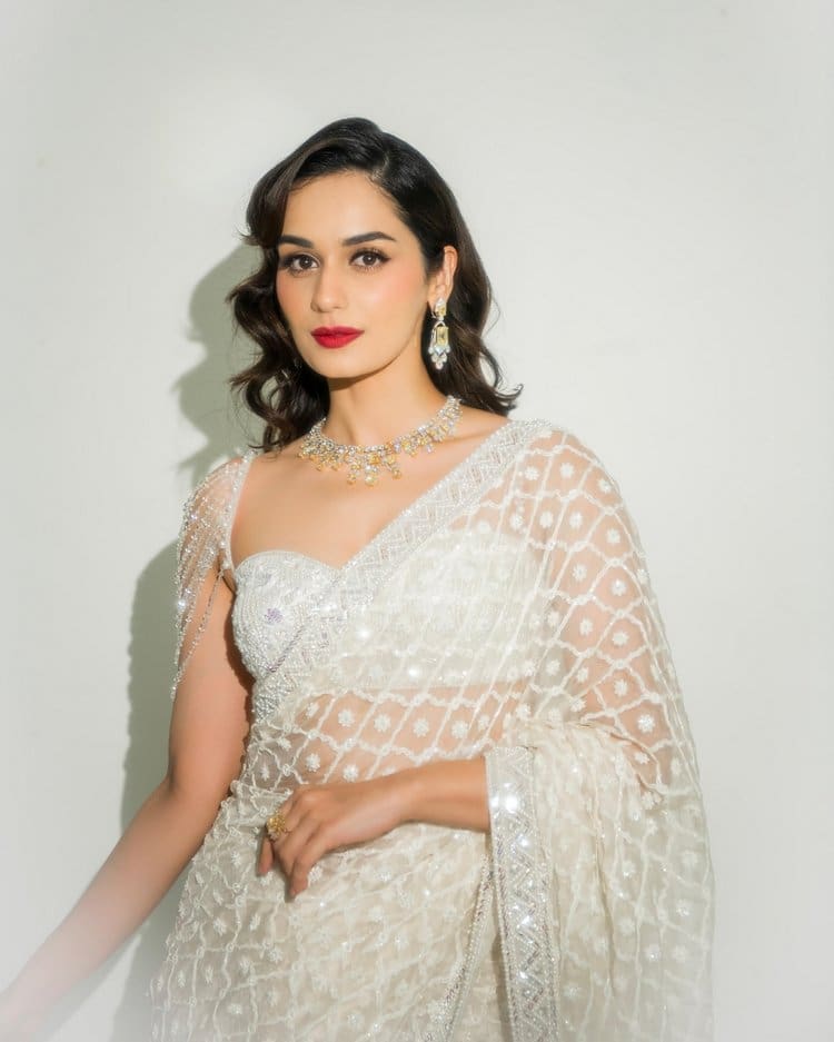 Retro Charm: Manushi Chhillar Shines in White image 1