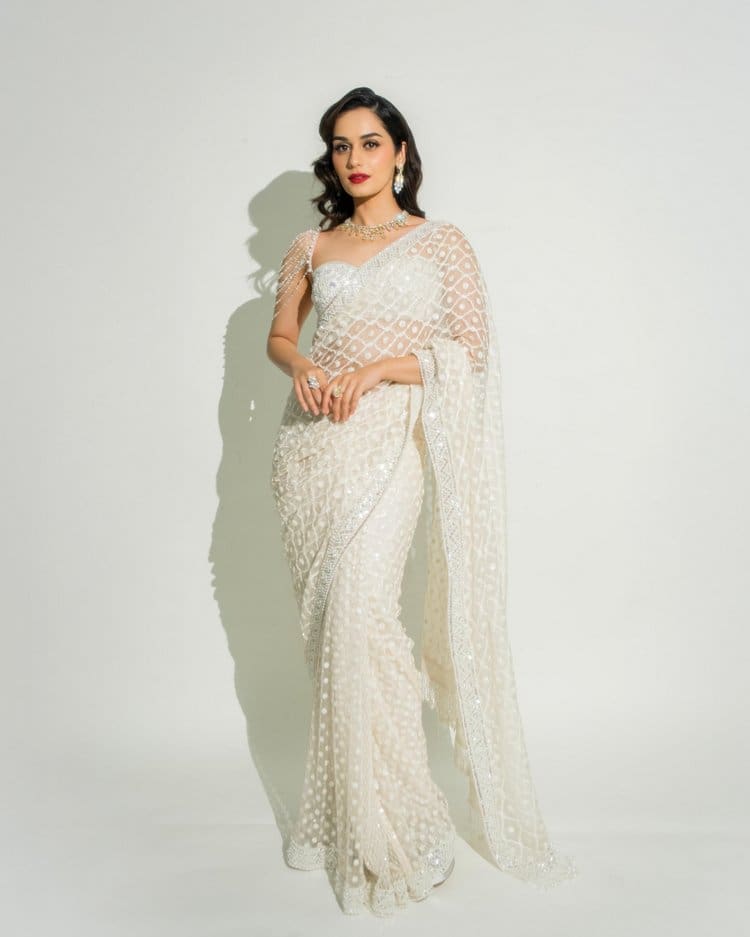 Retro Charm: Manushi Chhillar Shines in White image 5