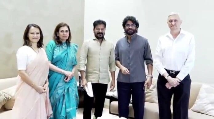Akkineni fans are sharing these photos on social media as Nagarjuna invites Telangana CM Revanth Reddy for his son, Akhil's, wedding. Reportedly, Akhil Akkineni got engaged on November 26 last year to Zainab Ravdjee. Since then, Akkineni fans have been waiting for their wedding. Akhil and Zainab's wedding is scheduled to take place on June 6. However, an official announcement on the same is yet to be made. Just like Naga Chaitanya's wedding, Akhil's wedding will also be held at Annapurna Studios. It is learned that a grand reception has been planned in Rajasthan, and the work on Akhil's wedding ceremony has already begun.