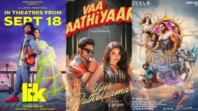 Krithi Shetty Tamil movies Now, in a surprising turn of events, all three of her Tamil films are gearing up for release in the same month. Karthi's Vaa Vaathiyaar will be released on December 5th, LIK on December 18th, and Genie is also aiming for a December release, depending on the completion of its CG work.