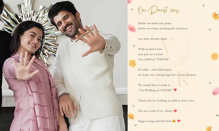 The Details of VIROSH Wedding After their marriage, Vijay Deverakonda and Rashmika Mandanna are planning a grand reception in the first week of March, where film industry personalities, politicians, and major celebrities are expected to attend. This reception is likely to turn into one of the biggest Tollywood gatherings of the year.